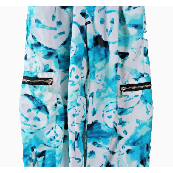 Zumba Size S Marvelous Cargo Pants Jogger Blue White Watercolor Print - Picture 3 of 12